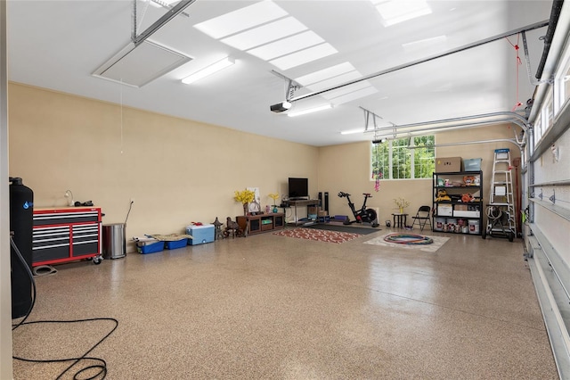 garage with a garage door opener