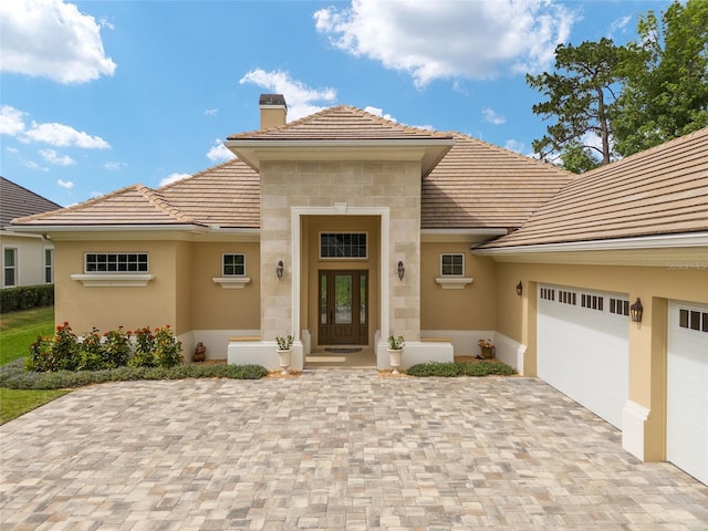 view of front of house with a garage