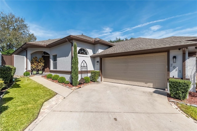 view of front of property with a garage