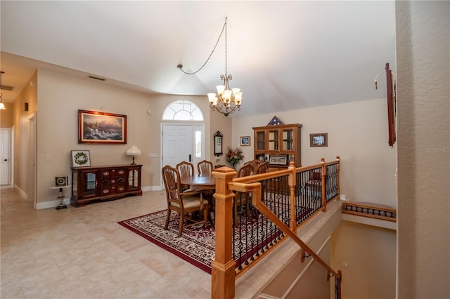 dining area with a chandelier