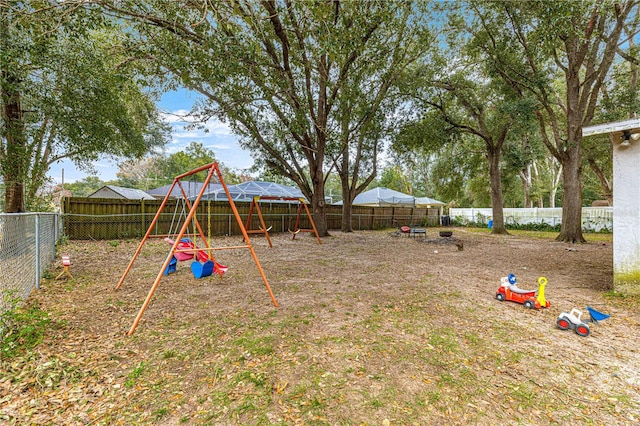 view of yard featuring a playground