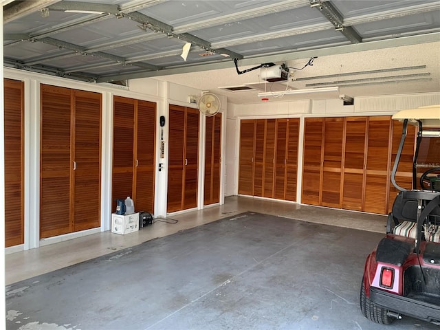 garage with a garage door opener