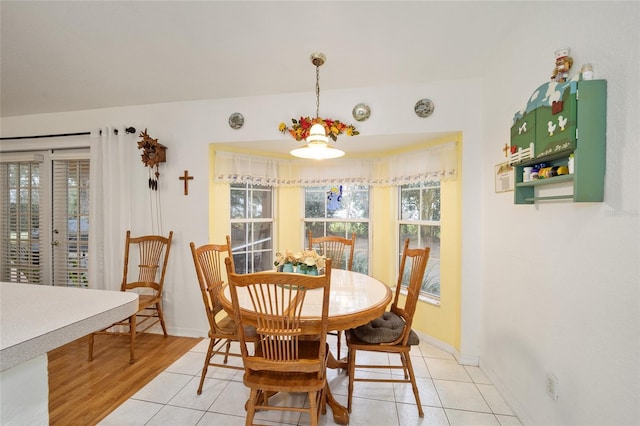 view of tiled dining space