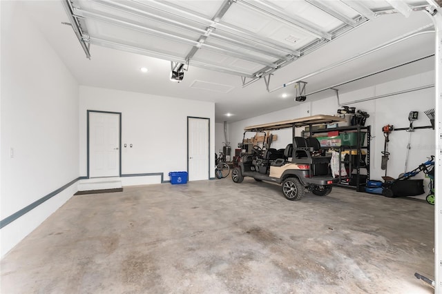 garage with a garage door opener