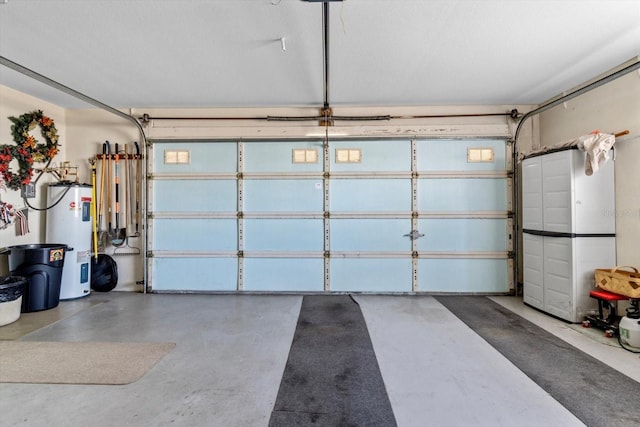 garage featuring electric water heater