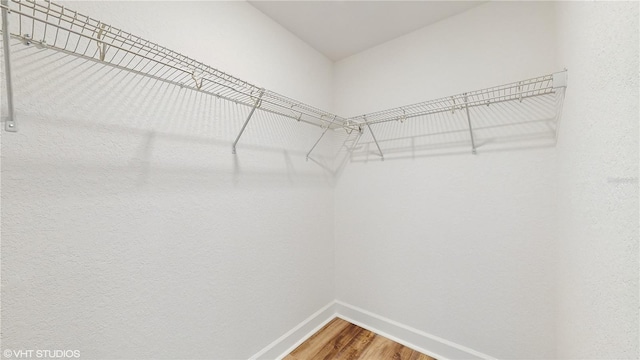 spacious closet featuring hardwood / wood-style floors