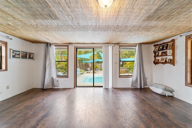 spare room with a healthy amount of sunlight and wood finished floors