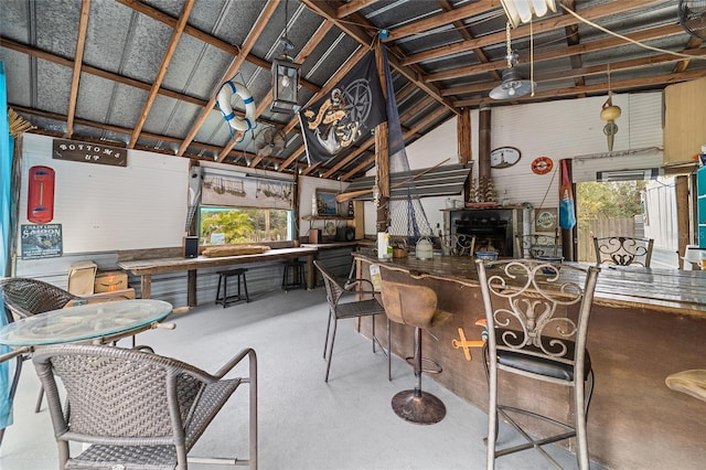 interior space featuring lofted ceiling