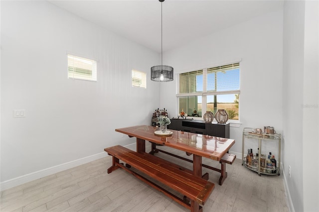 dining room with light wood-type flooring