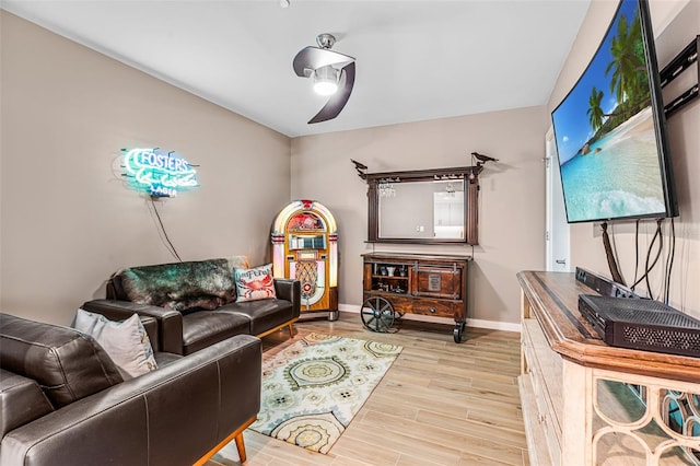 living room with light hardwood / wood-style flooring