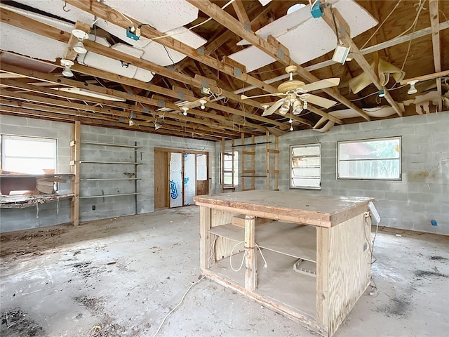 misc room with ceiling fan