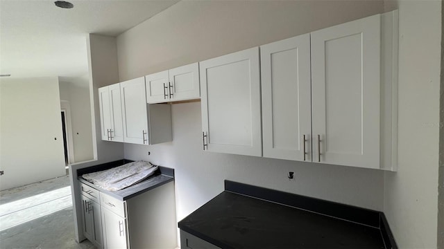 kitchen with white cabinets