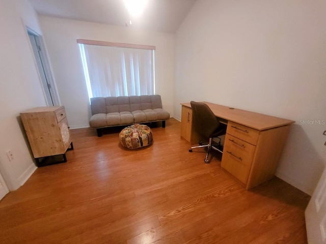 home office featuring light hardwood / wood-style floors