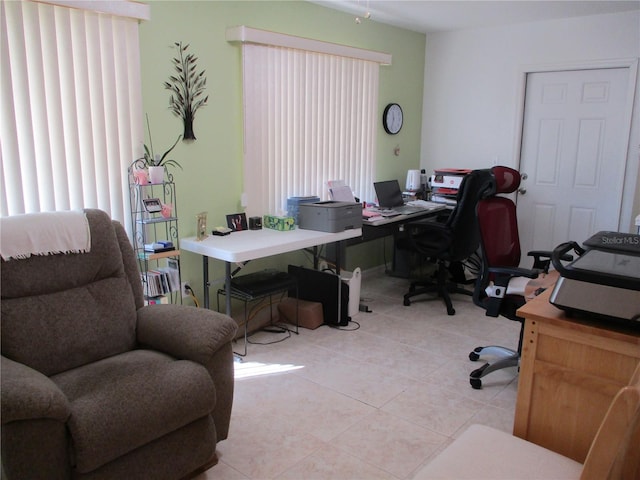 tiled office with a wealth of natural light