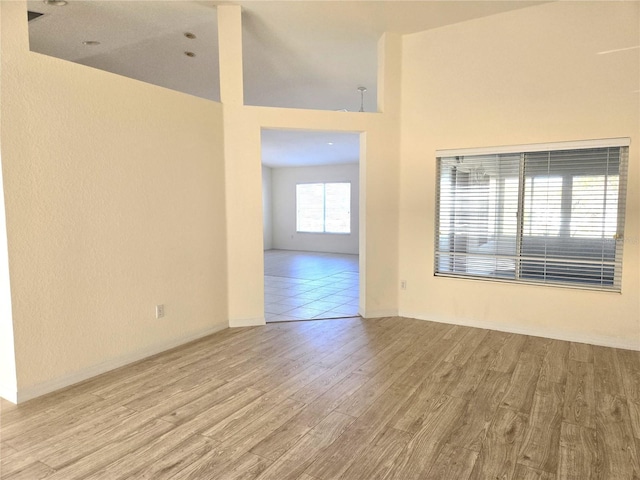 empty room with light wood-type flooring