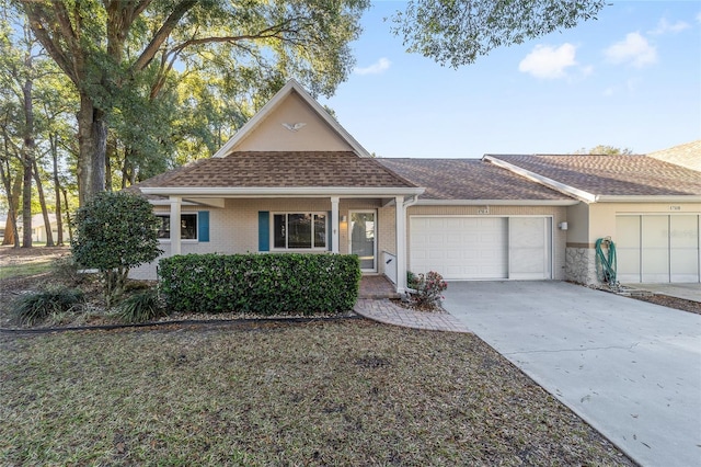 single story home with a garage