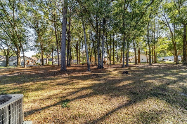 view of yard featuring central AC unit