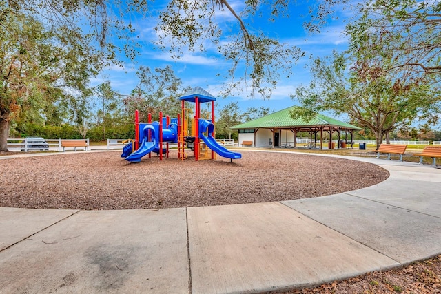 view of playground with a gazebo