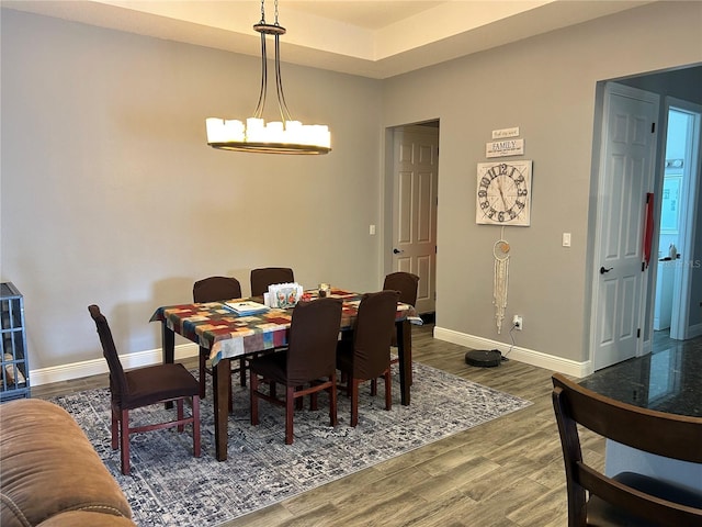 dining space featuring dark wood-type flooring