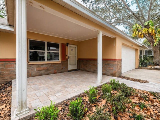 entrance to property with a garage