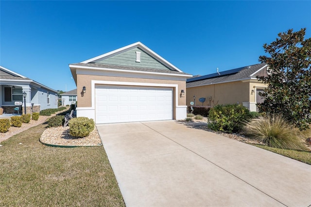 single story home with a garage