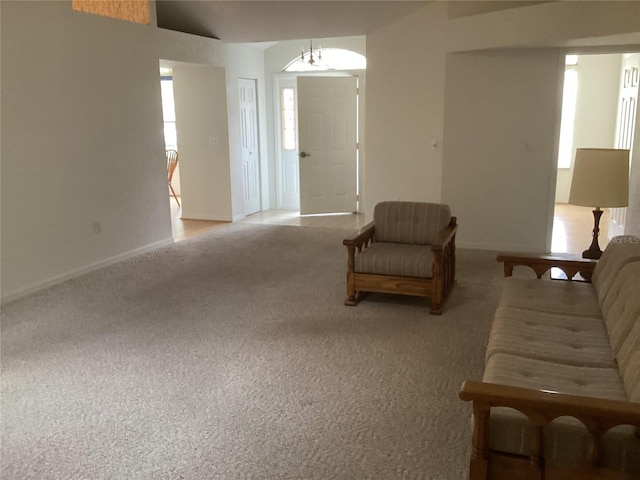 living room with light carpet