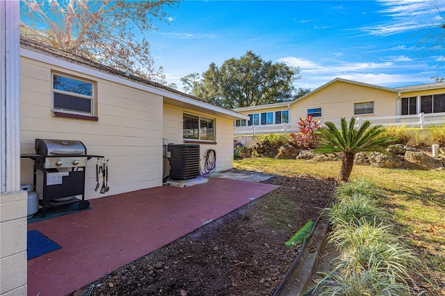 exterior space featuring central AC and a patio