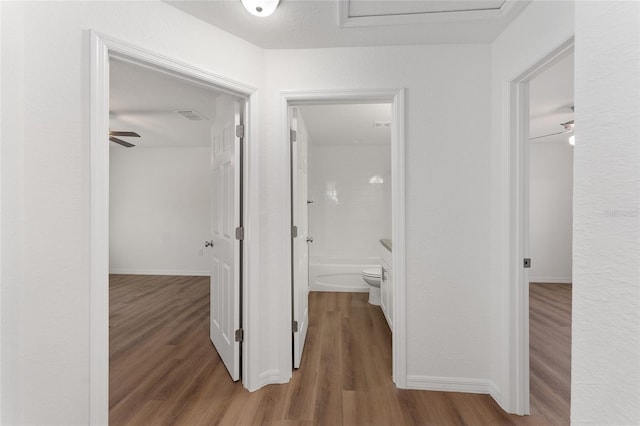 corridor featuring hardwood / wood-style flooring