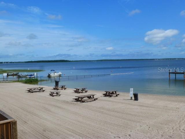 property view of water featuring a view of the beach