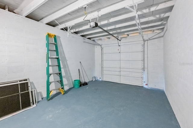 garage with a garage door opener