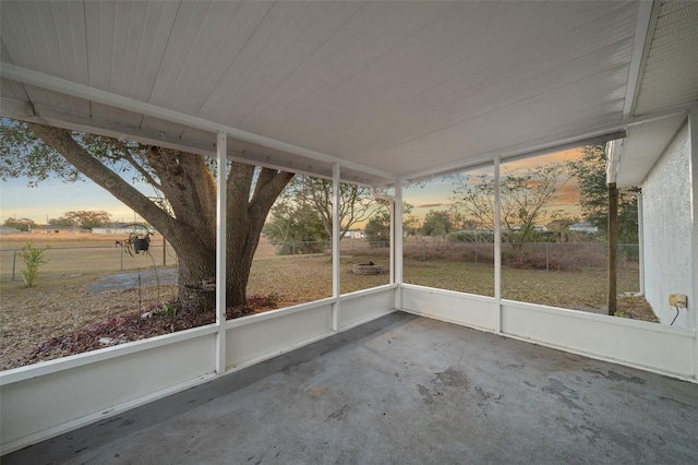 view of unfurnished sunroom