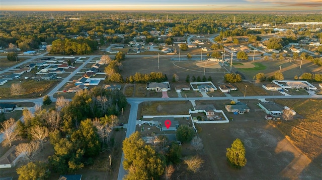 view of aerial view at dusk