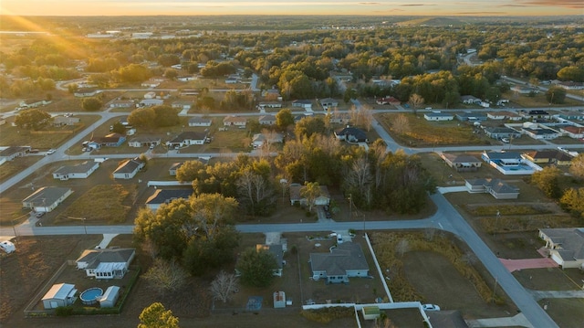 view of aerial view at dusk