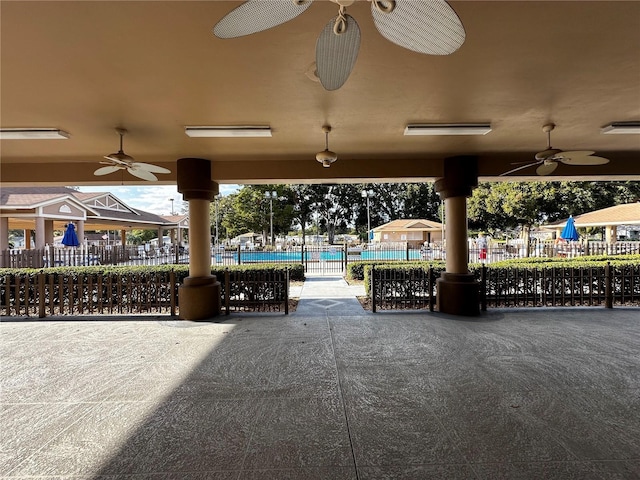 view of community featuring a pool and a patio