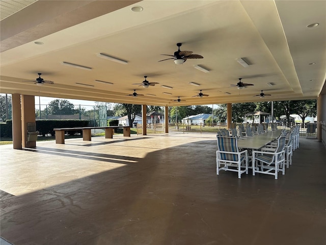 view of patio with a bar