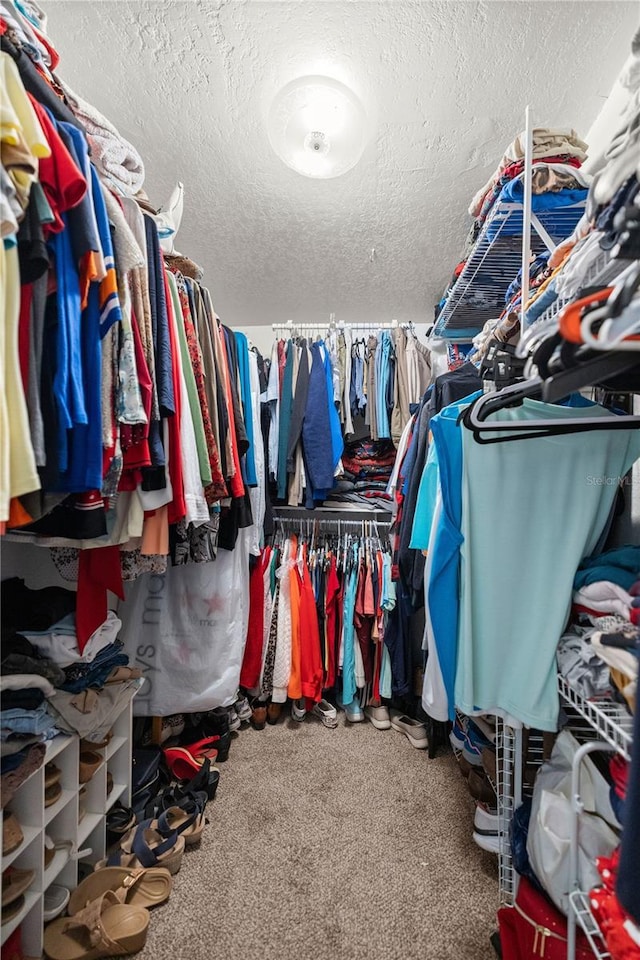 spacious closet with carpet flooring