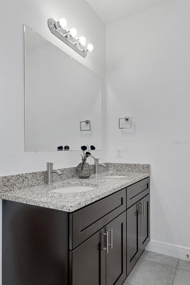 bathroom with tile patterned floors and vanity