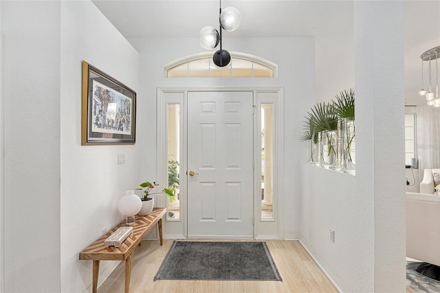 entrance foyer featuring light hardwood / wood-style floors and plenty of natural light