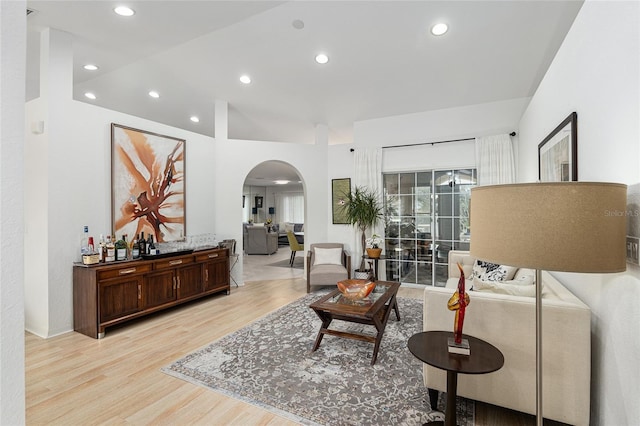 living room featuring light hardwood / wood-style flooring