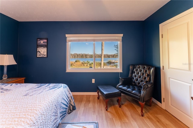 bedroom featuring light wood-type flooring