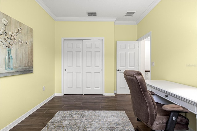 home office featuring ornamental molding