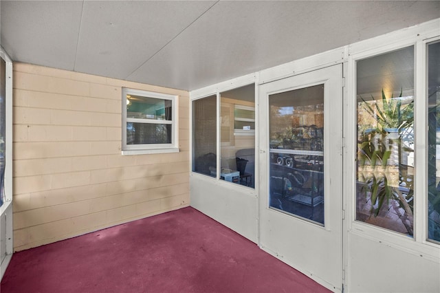 view of unfurnished sunroom