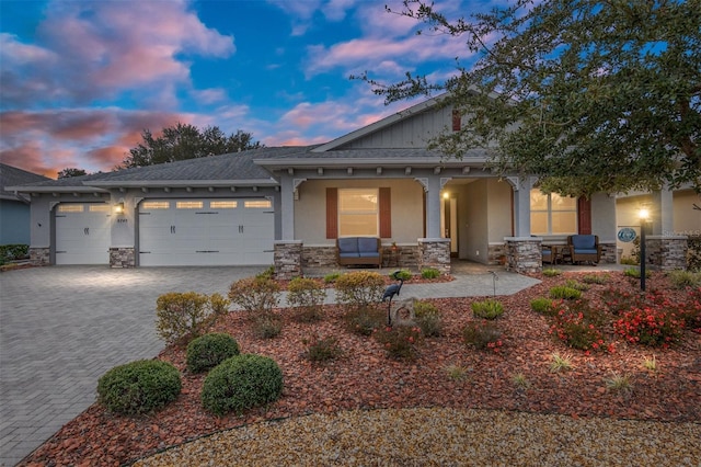 view of front of house with a garage