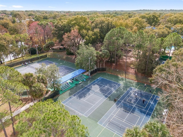 bird's eye view featuring a forest view