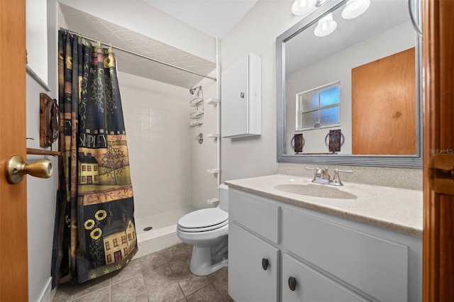 bathroom featuring vanity, toilet, and a shower with shower curtain