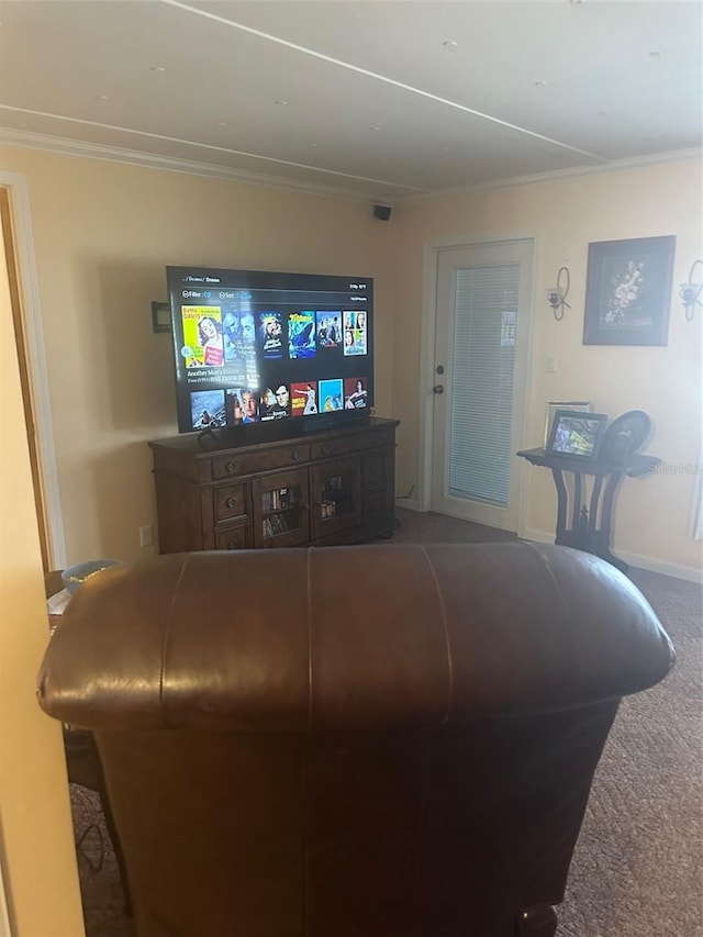 480 NE 64th Ave, Ocala, FL 34470 - living room featuring carpet floors and ornamental molding