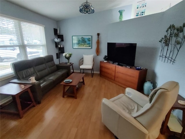 living room with hardwood / wood-style floors