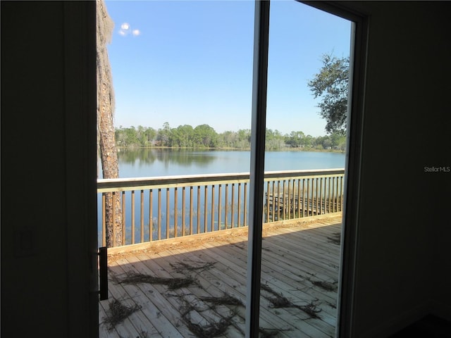 deck with a water view