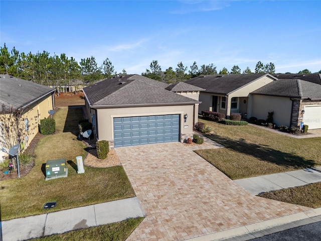 ranch-style house with a front lawn