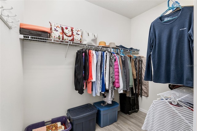 spacious closet with light hardwood / wood-style floors